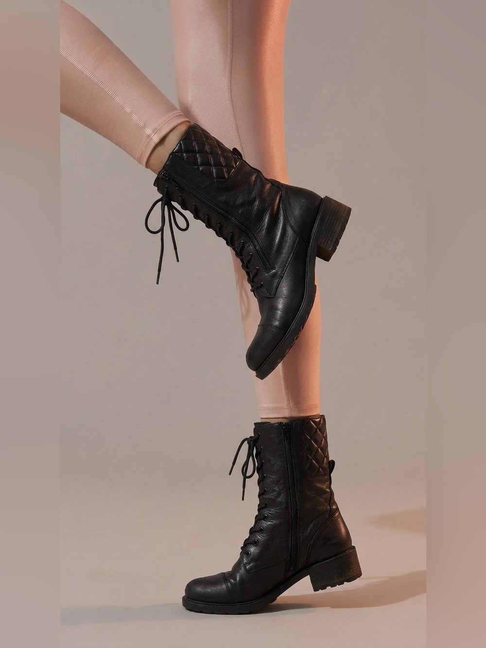 Steve Madden Black Lace-Up Combat Boots